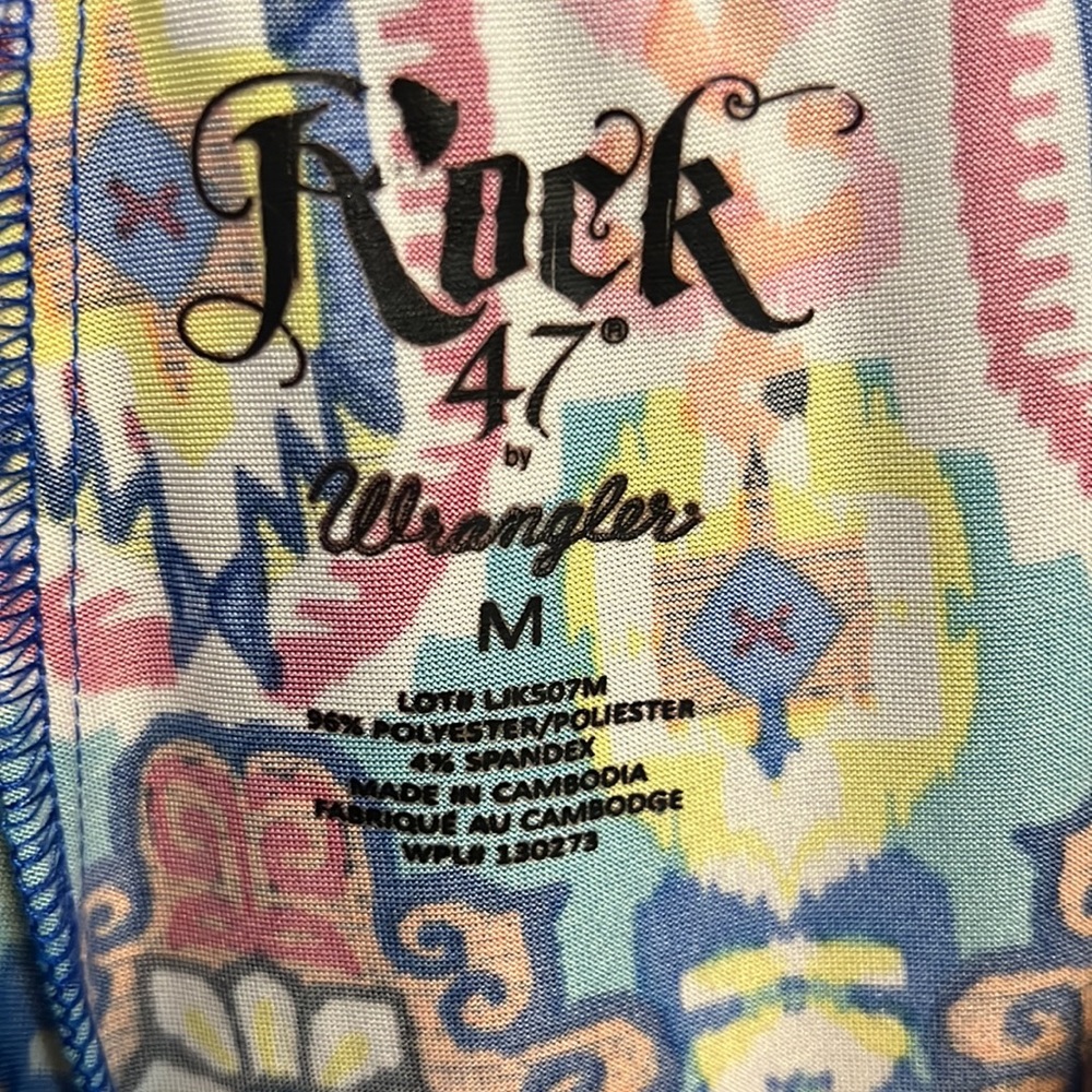 Rock 47 by Wrangler Multicolor Print Wide Leg Knit Tall Pants Medium - Picture 6 of 6
